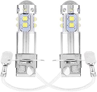 H3 Fog Light Bulb, 2 Pcs Car 50W 6000K-6500K Super Bright Conversion LED Fog Light Bulb, White Light