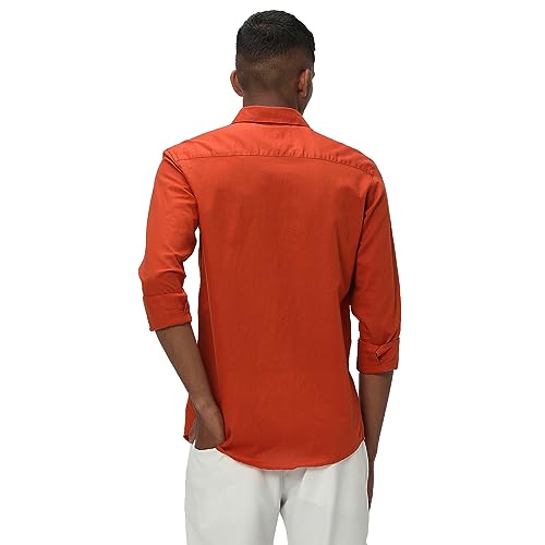 Image of MUFTI Mens Cotton Linen Slim Fit Shirt