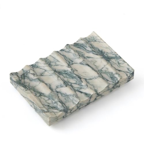 Real Lux Marble Soap Dish for Bathroom, Cyan Green