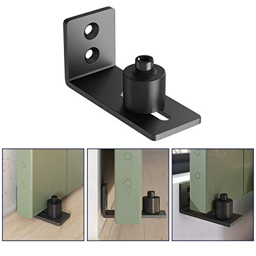 Smartstandard Sliding Barn Door Bottom Adjustable Floor Guide Roller, Black Powder Coated, Wall Mount System, Smoothly And Quietly, Fit Door & Window & Cabinet #TOP3