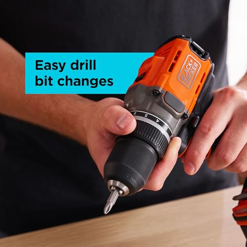 BLACK+DECKER Cordless Drill Driver, Power Drill with Battery and Charger Included, 20V MAX POWERCONNECT (BCD382DS1) thumbnail 6