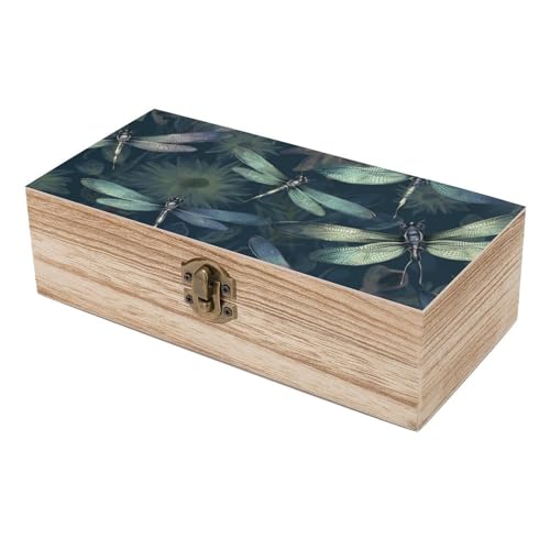 Boîte de rangement bois couvercle libellule coffret bijoux secret