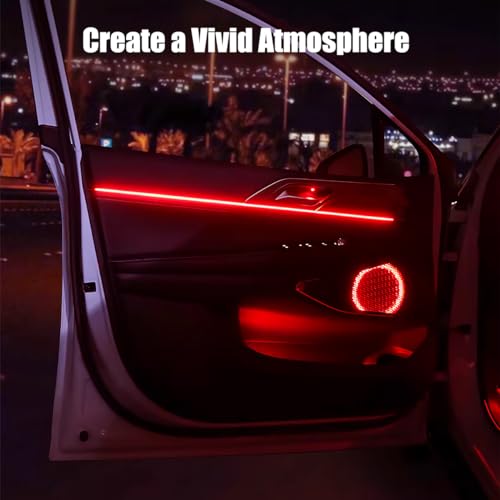 EL Wire Interior Car LED Strip Lights, USB Neon Glowing Strobing Electroluminescent Wire Lights with 6mm Sewing Edge, Ambient Lighting Kits for Cars Garden Decorations (5M/16.5FT, Red)