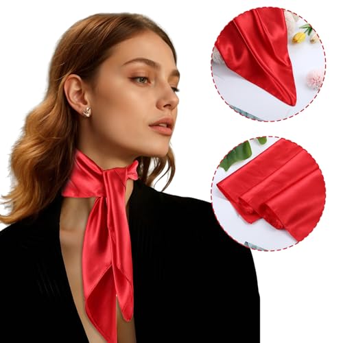 4Pcs 23.6 Inches Silk Feeling Scarf Satin Head Scarves for Women, Breathable Fashion Square Neck Scarf for Handbags3