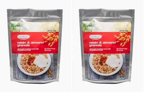 Image of Express Foods Raisin and Almond Granola, 500g (Pack of 2)