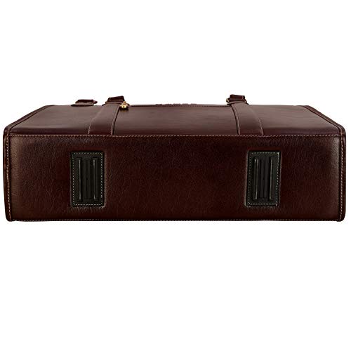 Image of HYATT Leather Accessories 16 Inch Full Grain Natural Leather Laptop Messenger & Shoulder Bags For Men 24 Litres Capacity Upto16 inch Laptop Compartment Dimension-L-16 X H-12 X W-4 Inch Weight-1 KG
