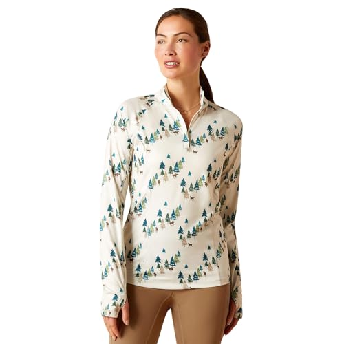 ARIAT Women's Lowell 2.0 1/4 Zip Baselayer - Forest Ride, Small