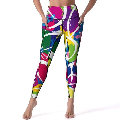 Legging yoga taille haute Color Peace and Love pour sport s