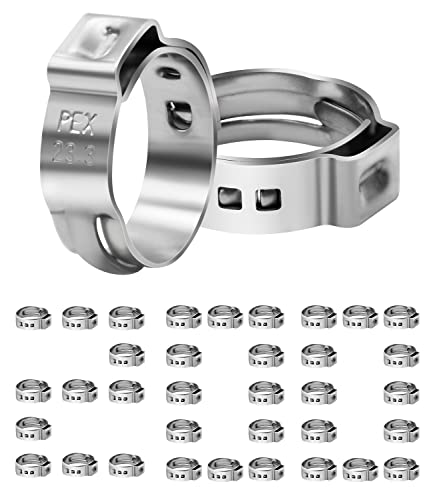 200 Pack 3/4" PEX Cinch Clamps, Stainless Steel Single Ear Hose Clamps