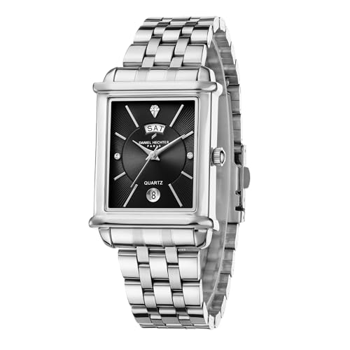 Image of Daniel Hechter Paris Etoile Collection Watch for Men Analog Watch - Rectangular Dial with Day & Date Display, Stainless Steel Strap, Quartz Movement