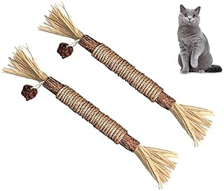 DFsucces Silvervine Chew Sticks Cat Toys,Catnip Toys, Catnip Toys for indoor Cats,Cleaning Teeth Chew Catnip Toys for Indoor Cat Teeth Cleaning Kitten Teething and Stress Release,2PCS