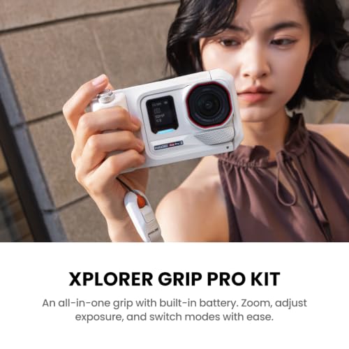 Image of Insta360 Ace Pro 2 Arctic White Limited Edition Xplorer Pro Bundle - 8K Waterproof Action Camera Co-Engineered with Leica, 1 /1.3 inch Sensor, Leading Low Light, Xplorer Grip Pro Kit for Street Photography