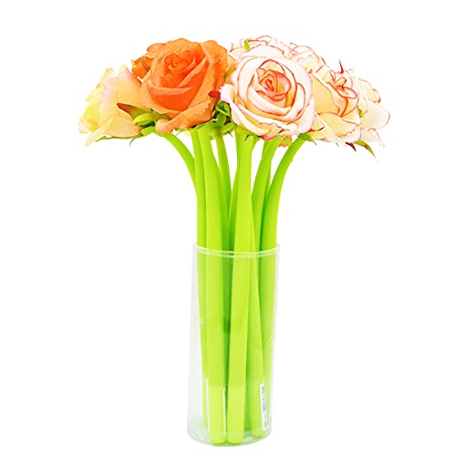 SIPLIV 12Pcs Creative Artificial Flowers Gel Ink Pen Ballpoint Pen Liquid Black 0.5mm Gel Ink Rollerball Pen for Girls Women Office School Supplies - Image 2