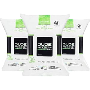 Dude Wipes – 3 Pack, 90 Wipes, Infused with Energizing Pro Vitamin B5, Alcohol Free and Hypoallergenic Cleansing Wipes