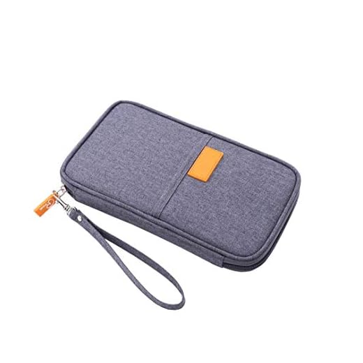 Cartera de Viaje para Documentos Portadocumentos Organizador de Viajes Unisex con Bolsillos de Cremallera Porta Pasaporte para Dinero Móvil Billetes de Viaje