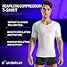 Rounderbum Men’s Compression Tech T-Shirt – White, Small – Seamless Compression Undershirt for Posture, Core Support & Slimming, Invisible Under Clothing, 4 Colors