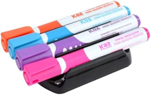 kaz 4 canetas coloridas e apagador para quadro branco