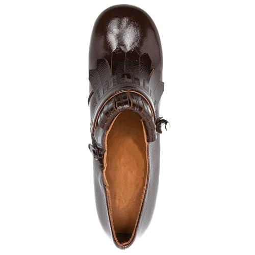 Women's Pumps Brown Chunky High Heel Loafers for Women Side Zipper Round Toe Tassel Prom Office Wedding Shoes4