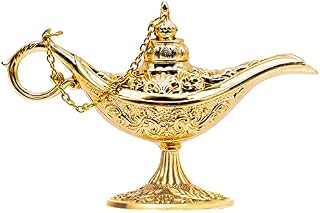 Magic Aladdin Lamp, Metal Carved Aladdin Lamp Vintage Home Tea Oil Pot Aladdin Genie Wishing Lamp Pot Magic Genie Light Wishing Pot Decor Magic Genie Wishing Light Genie Pot Costume Lamp Table Decor