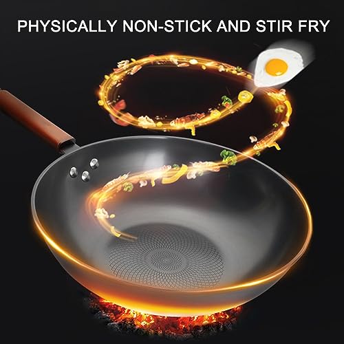 Wok de hierro 32 cm con tapa y mango de madera miniatura 4