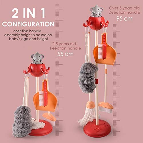 Kids Elephant Cleaning Set of 6, Kids Pretend Play Housekeeping Cleaning Toy Set Toddler Housekeeping Toys for Children Over 3 Years