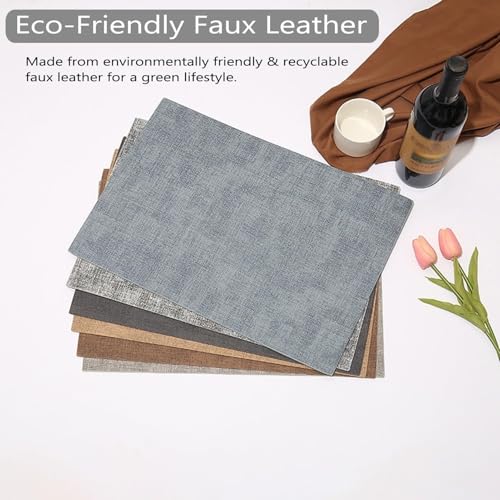Sets de table en PU résistant à la chaleur et imperméables gris clair x6