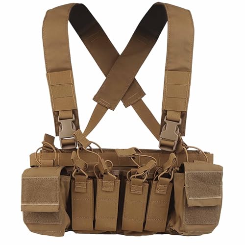 Gilet de chasse léger avec quadruple pochette chargeur 9mm et 5,56