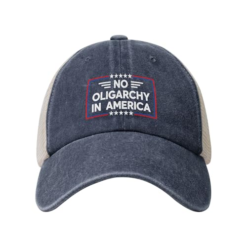 Bernie Sanders Fight Oligarchy Hat No Oligarchy in America Denim Hats Mesh Back Golf Dad...