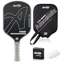 Amoswiz Carbon Fiber Pickleball Paddle, 16MM T800 Thermoformed Pickle Ball Paddles for Spin, Power & Control Pickleball Racket with Cover & Eraser, Gift for Professional & Intermediates Gray