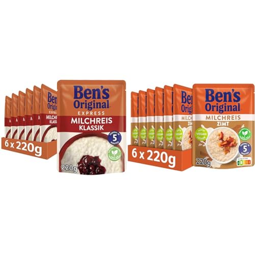 Ben's Original Express-Reis - Multipack - Milchreis Klassik (6 x 220g) I Milchreis Zimt (6 x 220g) - 12 Packungen