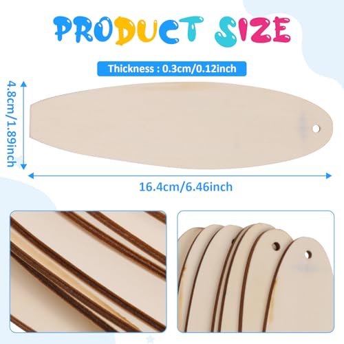 F Fityle Pack of 8pcs Mini Surfboard Wooden Hand Made Wooden Pieces DIY, Natural, 6.46 x 1.89 x 0.12 inch - Image 2