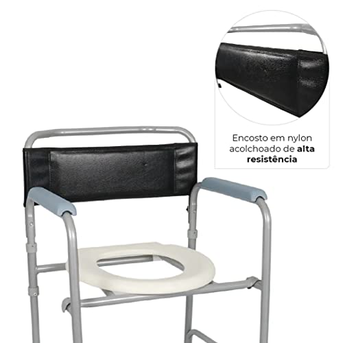 Cadeira de banho higienica Idoso dobrável aço 100 Kg D30