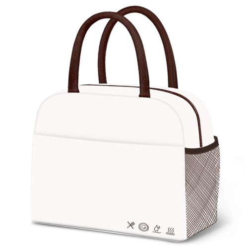 DALINDA Lunch Bag Lunch Box for Women Men Reusable Insulated Lunch Tote Bag, Handbags Case High Capacity for Travel Work Picnic,white