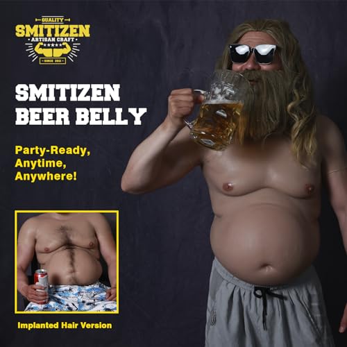SMITIZEN Silicone Beer Belly Suit Plus Fat Suit Fake Realistic Big Padded Upper Bodysuit Costume Dress Up Halloween Cosplay (Natural) by SMITIZEN - Image 2