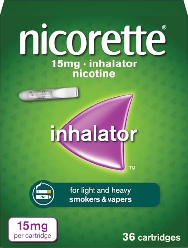 Image of Nicorette 15mg Inhalator (36 Cartridges), Discreet & Convenient Nicotine Inhaler for Quitting Smoking with replaceable cartridges, Quit Smoking Aid or Vaping Cessation Aid