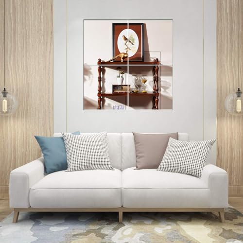 بلاط مراة حائط زجاجي من تايمي بطول كامل 30 × 30 سم، مرآة تثبت على الحائط بدون إطار للمنزل والمكتب وغرفة النوم وغرفة المعيشة والحمام والباب وصالة الألعاب الرياضية، 4 قطع