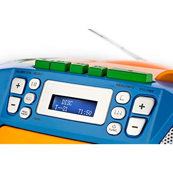 Dual DAB-P 210 - Radio a cassetta con CD - DAB( )/radio FM - Boombox - lettore CD - altoparlante stereo - porta USB - ingresso AUX - alimentazione a batteria - portatile, multicolore