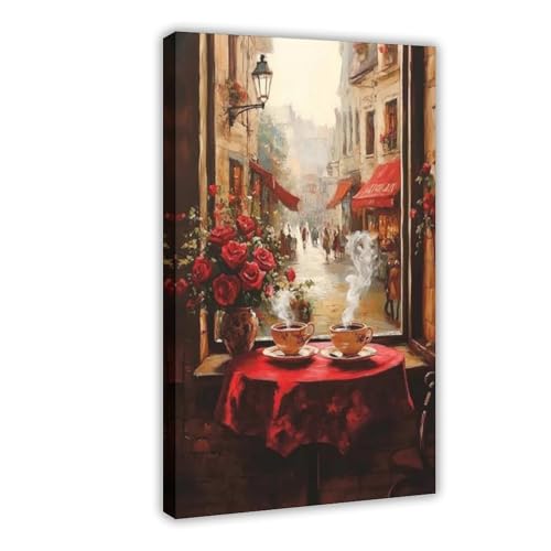 Impression toile Saint-Valentin l'heure du café art mural poétique de salon