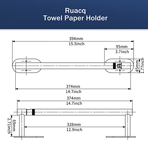 Image of RUACQ Paper Towel Holder Under Cabinet, Wall Mounted or Adhesive Stainless Steel Paper Towel Holder,Round Base Paper Towel Rack for Kitchen, RV, Bathroom (Sliver)