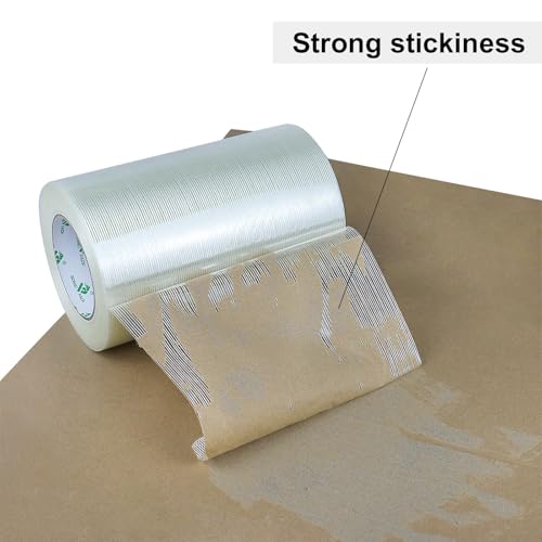 Image of BOMEI PACK Wide Heavy Duty Fiberglass Filament Reinforced Packing Tape 8inch, 60yds x 5.5mil