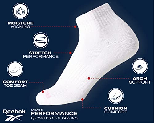Reebok Women's Quarter Crew Socks - 12 Pack Performance Cushion Comfort Crew Socks - Athletic Socks for Women (4-10)3