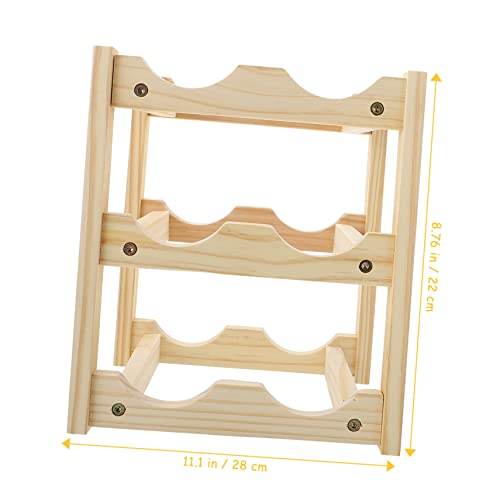 Soporte para botellas de vino de madera natural miniatura 2
