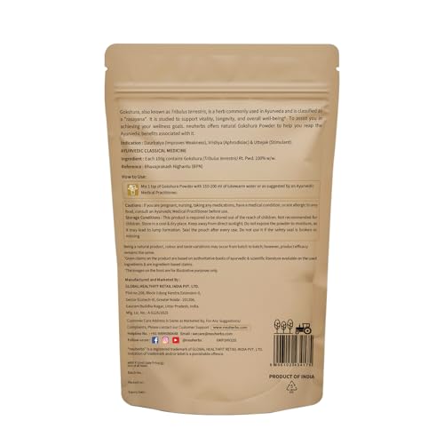 Image of Neuherbs Gokshura Powder - 100g | Tribulus Terrestris /Gokhru Churna For Men | Boost Energy, Strength & Testosterone | 100% Pure & Natural | Non GMO With No Added Preservatives