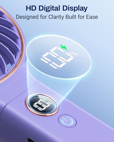 Image of SWEETFULL Handheld Fan, Portable Fan, 5000mAh Rechargeable Battery, 6 Speed Wind, LED Display, Personal Mini Travel Fan with Backup Power, Hand Held Fan USB Foldable Electric Fan for Women Girl
