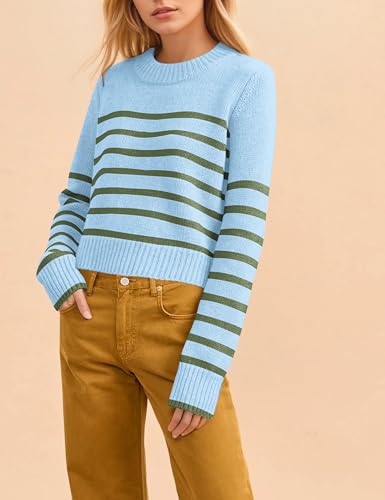 MISSACTIVER Women's Striped Sweaters Classic Round Neck Long Sleeve Loose Knitted Pullovers Sweaters Casual Fall Winter 20253