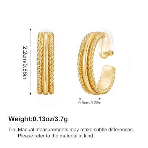 Image of Gold and Silver Mixed Metal Clip-On Earrings Two Tone Clip-On Earrings Chunky Twist Open Hoops Earring Fashion Jewelry