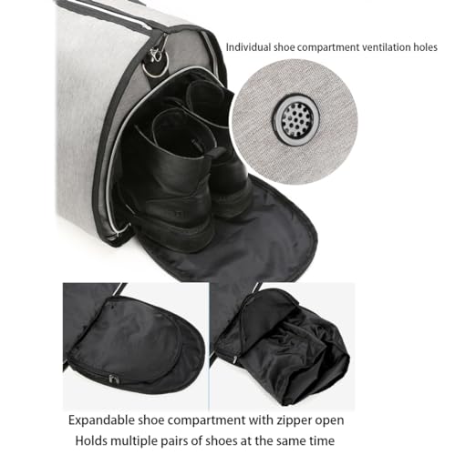 Suit Carry on Garment Bag for Travel & Business Trips, Rolling Carry on Convertible Garment Duffel Bag with Shoe Pouch (Black)(Size:Gray) - Thumbnail 4
