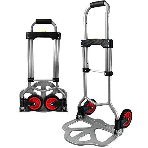 LZQ Diable pliable, chariot de transport Charge maximale 60 kg Chariot de manutention acier avec Diable Pliant 2 Roues, 95 x 38 x 38,5 cm