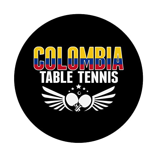 Colombia Table Tennis Lover Support Colombian Ping Pong Team PopSockets Swappable PopGrip, Black - Image 3
