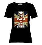 Kurzarm Mini Cooper Logo Keep Calm Damen Ladies Printed T-Shirt (S)